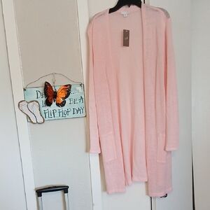 J. Jill Soft Pink Open Cardigan